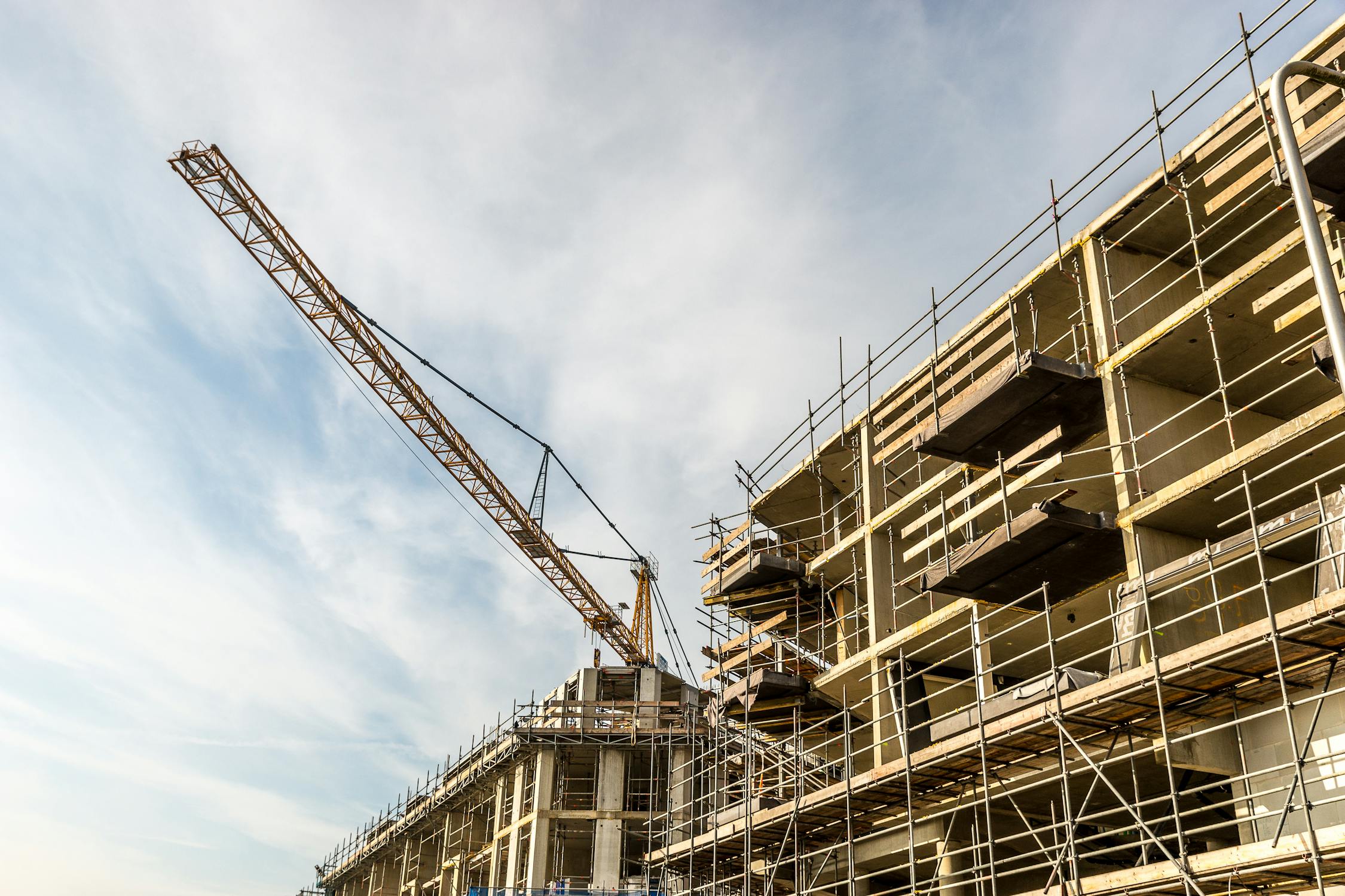 Concrete formwork on a construction site