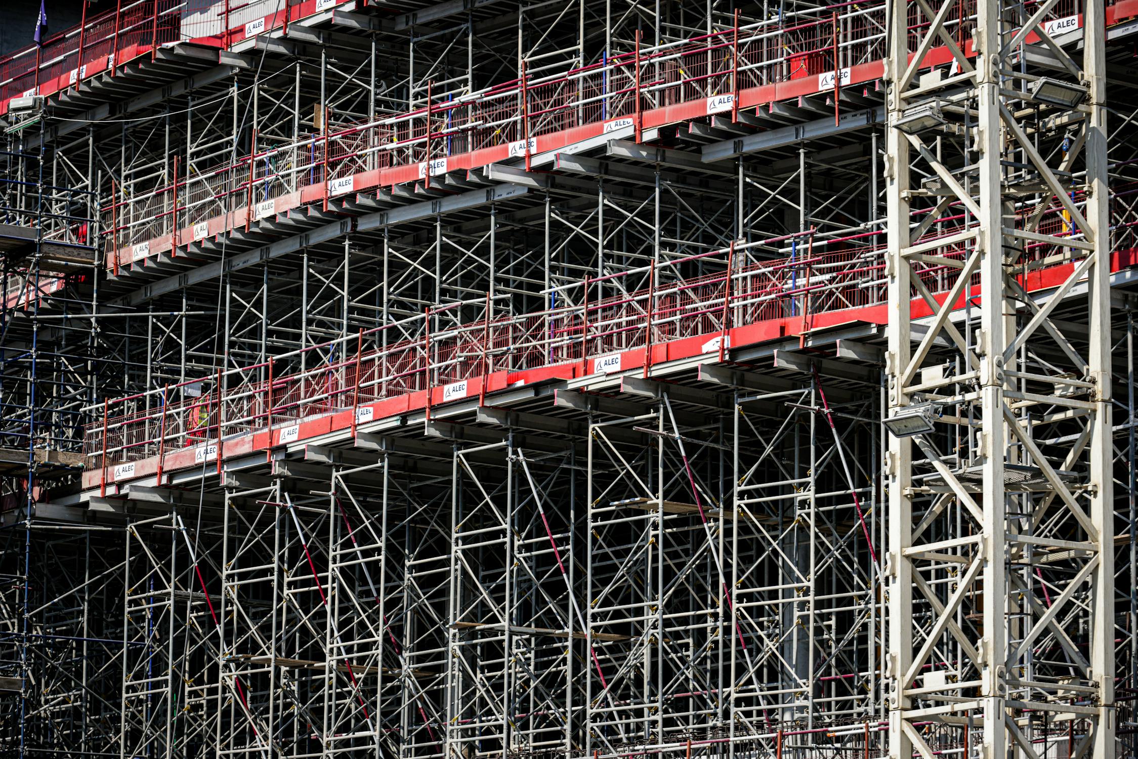 Large-scale formwork systems on a construction site