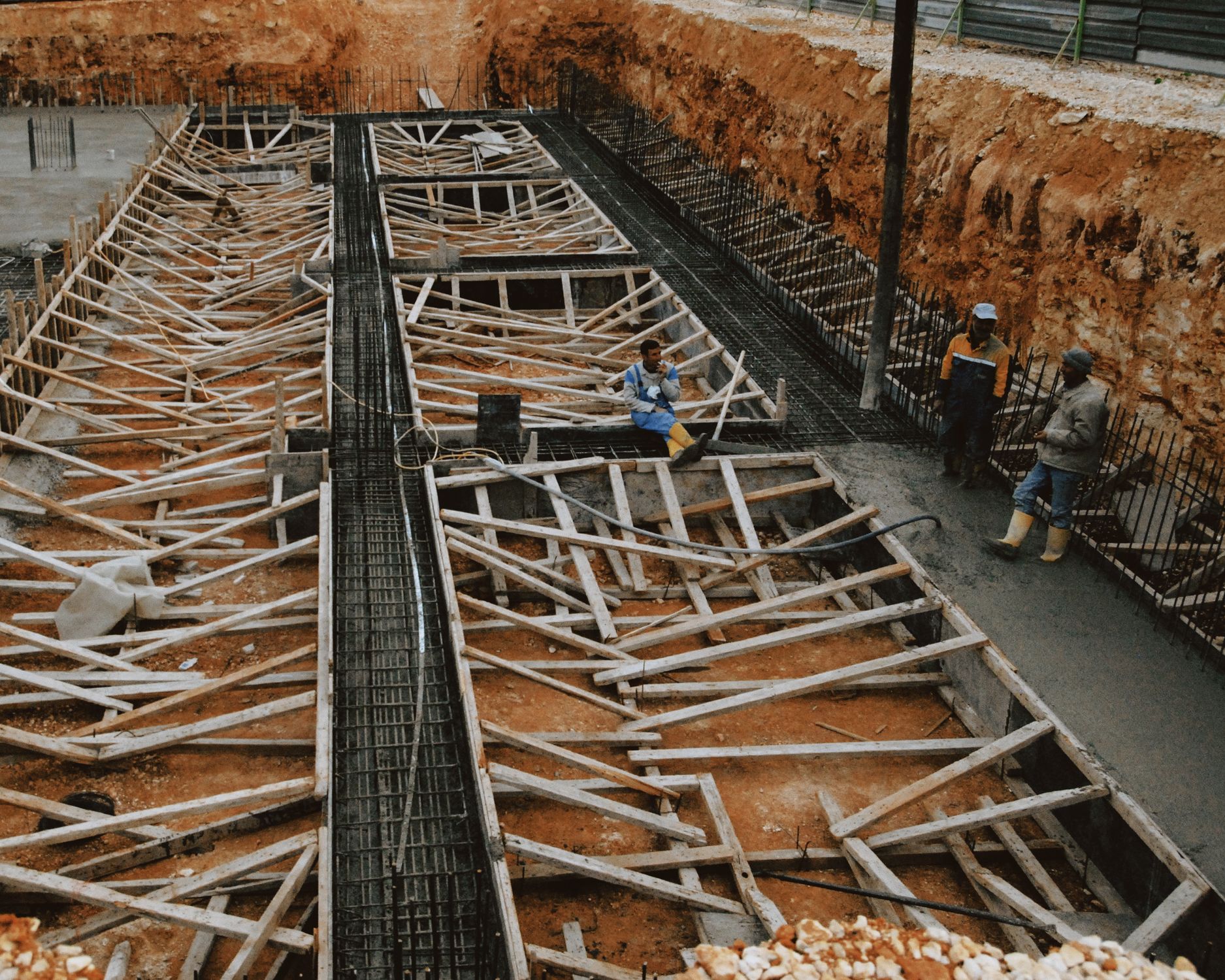 Formwork being assembled on a construction site